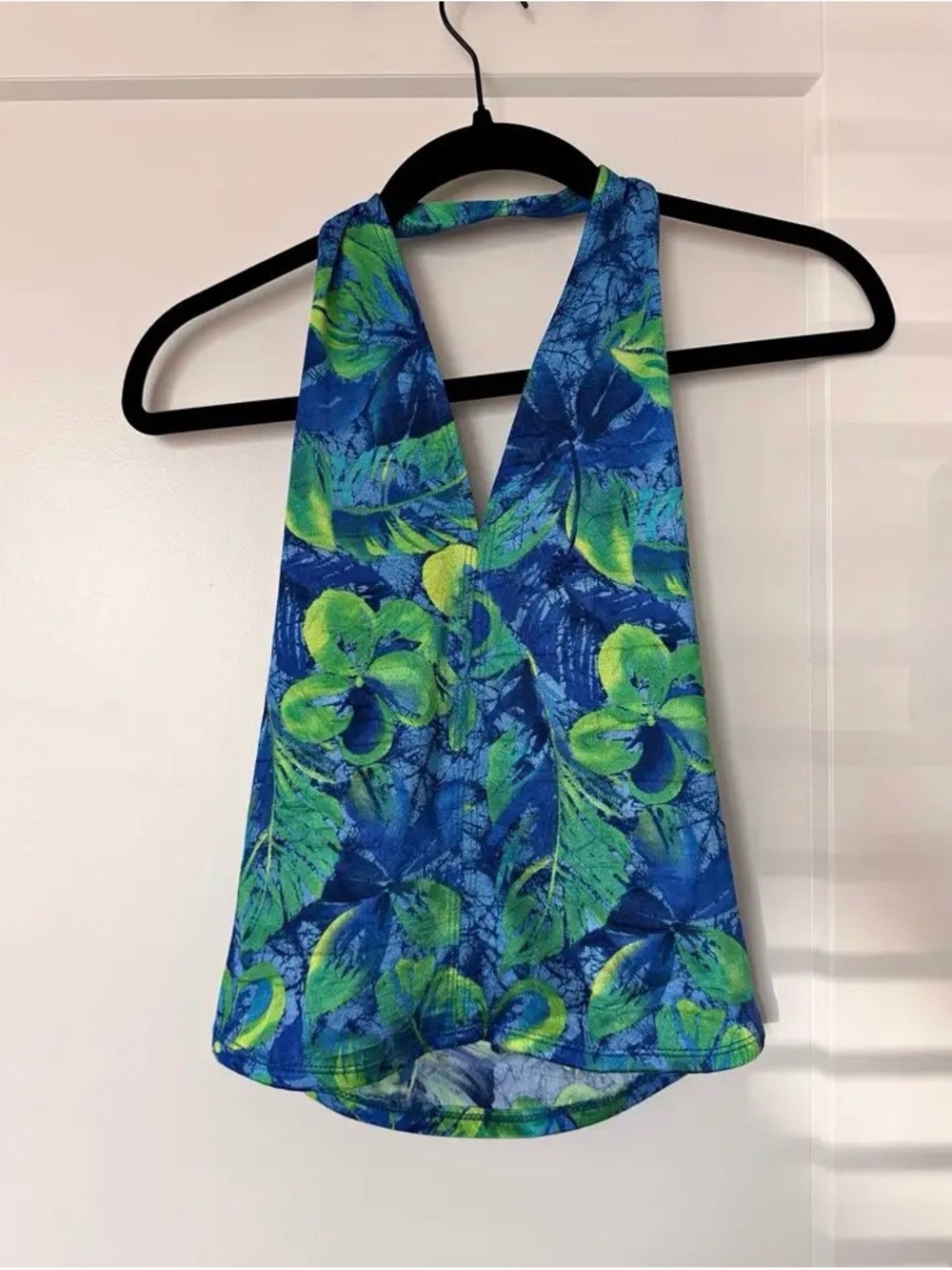 Vibrant Blue & Green Floral Halter Camisole